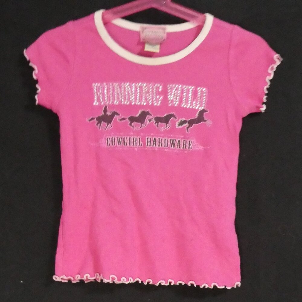 COWGIRL HARDWARE | size 4 | Running Wild Cowgirl Hardware Pink Graphic Tee